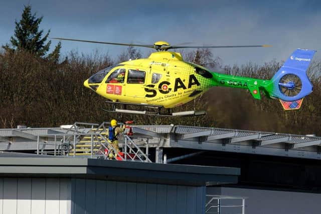 The Scottish Charity Air Ambulance making its first ever landing at ERI in February