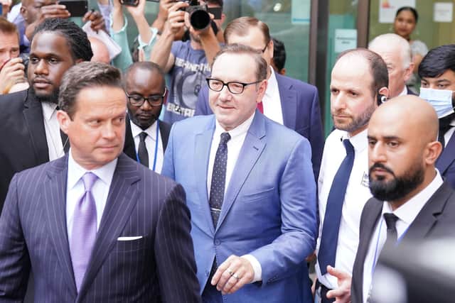 Actor Kevin Spacey leaving Westminster Magistrates Court in London, after being charged with sexual offences against three men. The 62-year-old former Hollywood star is accused of four counts of sexual assault and one count of causing a person to engage in penetrative sexual activity without consent.