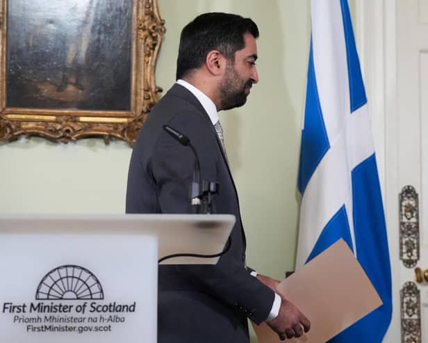 Humza Yousaf leaves after announcing his resignation as First Minister (Picture: Andrew Milligan/pool/AFP via Getty Images)