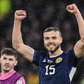 Scotland's Ryan Porteous at full time after a famous 2-0 win over Spain at Hampden