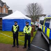 Officers from Police Scotland at the home of former chief executive of the Scottish National Party (SNP) Peter Murrell, in Uddingston, Glasgow, after he was arrested in connection with the ongoing investigation into the funding and finances of the party last year. Picture: Andrew Milligan/PA Wire