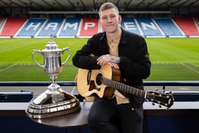 Singer Nathan Evans conducted the Scottish Cup Fourth and Fifth Round draws at Hampden Park, on April 04, 2021, in Glasgow, Scotland. (Photo by Alan Harvey / SNS Group)