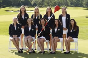 GB&I's team at Merion. Back rown, from left: Lauren Walsh, Annabell Fuller, Amelia Williamson and Hannah Darling. Front row, from left: Emily Price, Louise Duncan, captain Elaine Ratcliffe, Charlotte Heath and Caley McGinty. Picture: Chris Keane/USGA
