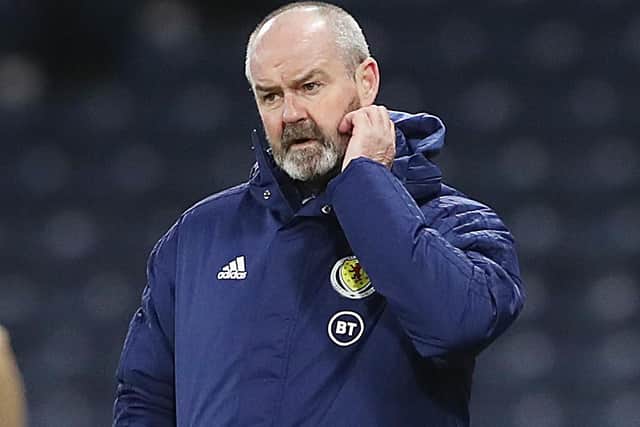 Scotland manager Steve Clarke looks on during the FIFA World Cup 2022 Qatar qualifying match between Scotland and Faroe Islands on March 31, 2021 in Glasgow, Scotland. (Photo by Ian MacNicol/Getty Images)