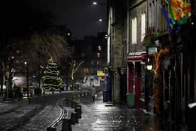 The quiet city centre streets on Hogmanay on December 31, 2020. Nicola Sturgeon has announced the street party will be cancelled again. Photo by Jeff J Mitchell/Getty Image