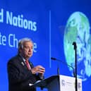 António Guterres, Secretary-General of the United Nations, addresses  the COP26 summit in Glasgow in 2021