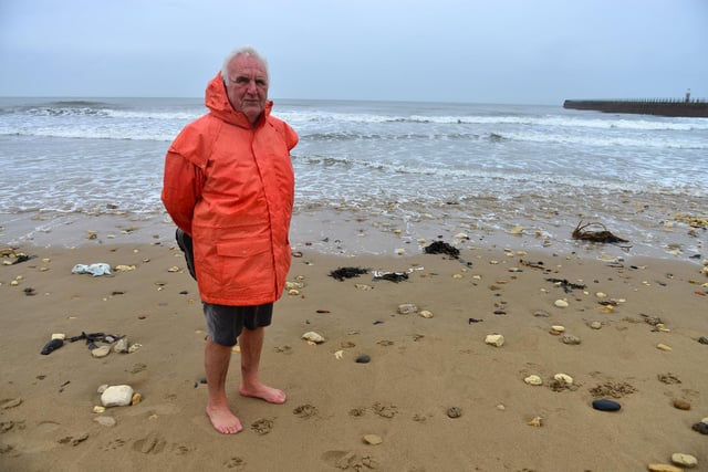Barry Batley feeling the sand between his toes at Roker.
