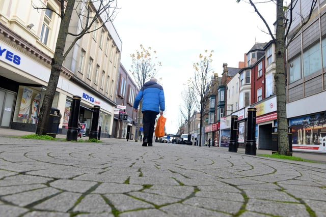 Only a small number of people were out on King Street in South Shields on Thursday.