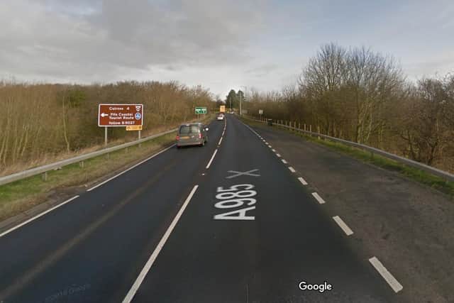 A985 near Cairneyhill where the car came off the road picture: Google Images