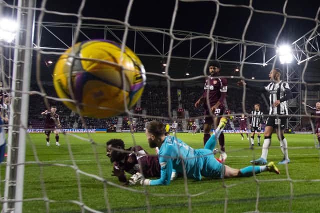 Hearts' Beni Baningime scores to make it 1-0 during a Scottish Cup match between Hearts and St. Mirren  at Tynecastle, on March 12. Picture: Alan Harvey/SNS Group