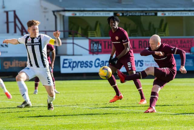 Steven Naismith tries to break the deadlock during Hearts' 0-0 draw with Dunfermline.