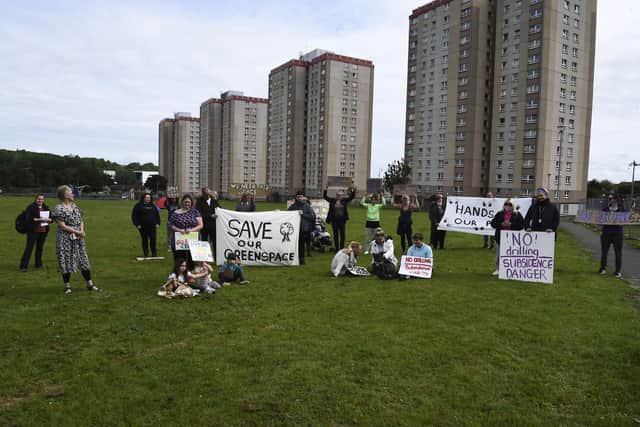 Residents joined a protest against possible development yesterday morning.