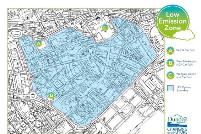The LEZ map shows where the restrictions apply in Dundee
Pic: Dundee City Council