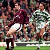 David Weir going up against Celtic and Henrik Larsson during the 1997/98 Scottish Premier Division season. Picture: SNS