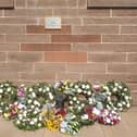 The wreaths laid at Stonehaven Station today. Picture: ScotRail