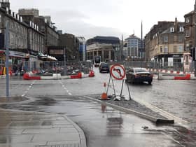 Traffic wanting to turn left from Leith Walk into London Road is now banned from doing so.  The alternative route is straight on up Leith Walk, past the Playhouse, round the roundabout and back down to turn right into London Road.