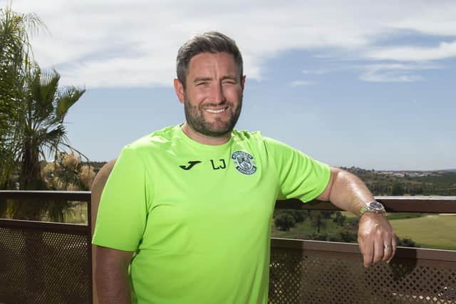 Lee Johnson takes time out from putting Hibs through their paces at the Amendoeira Golf Resort in the Algarve