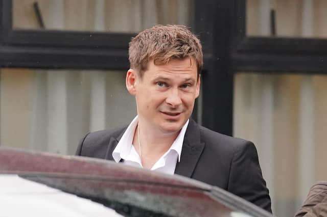 Blue singer Lee Ryan arrives at Ealing Magistrates' Court in London, charged with abusing and assaulting a member of the crew onboard a British Airways flight and assaulting a police officer at London City airport in July.  "Photo credit: Jonathan Brady/PA Wire)