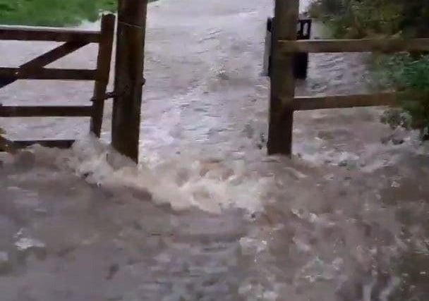 Floodwater at Flockton Park in Sheffield, where nearby homes had to be evacuated