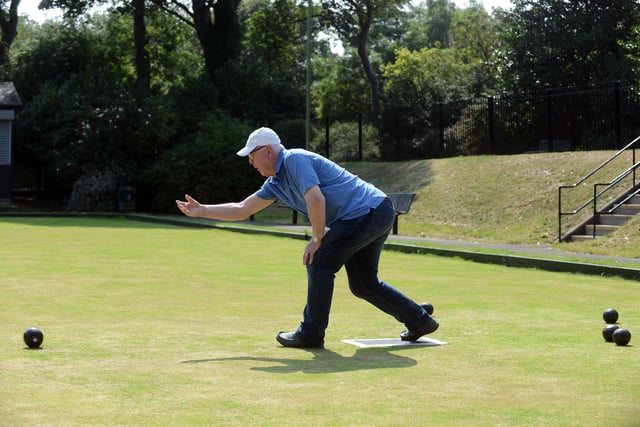 Roker Park Bowling Club's Ian Nicol taking advantage of the warm and sunny weather.
