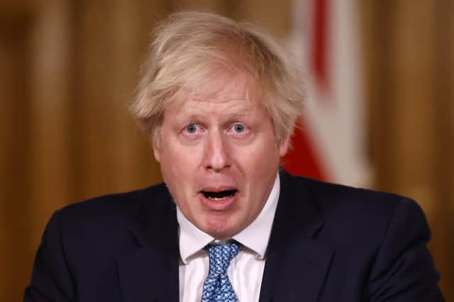 British Prime Minister, Boris Johnson speaks during a virtual press conference at Downing Street
