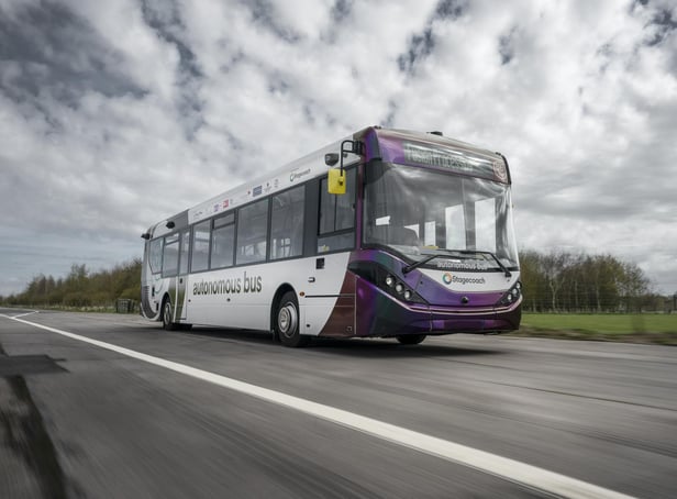 Scotland's newest bus which will be driving itself as it becomes the UK's first full-sized autonomous vehicle of its kind to take to the roads.
Pic: Stagecoach