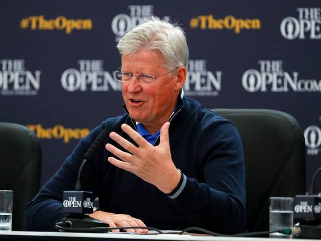 Chief Executive of the R&A Martin Slumbers speaks to the media at the R&A press conference prior to the 148th Open at Royal Portrush. Picture: Kevin C. Cox/Getty Images.