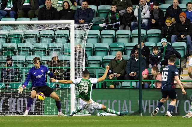 George Harmon nets the opener for Ross County in their 2-0 win at Easter Road