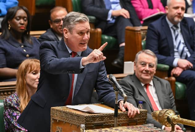 Labour Party leader Keir Starmer during Prime Ministers' Questions in the House of Commons on December 13
