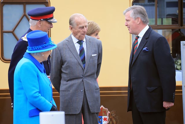 The Queen and The Duke of Edinburgh were met by the Lord Lieutenant of Midlothian, Sir Robert Clark.