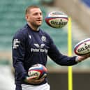 Finn Russell shows his juggling prowess as Scotland train at Twickenham ahead of the Calcutta Cup match. (Photo by David Rogers/Getty Images)