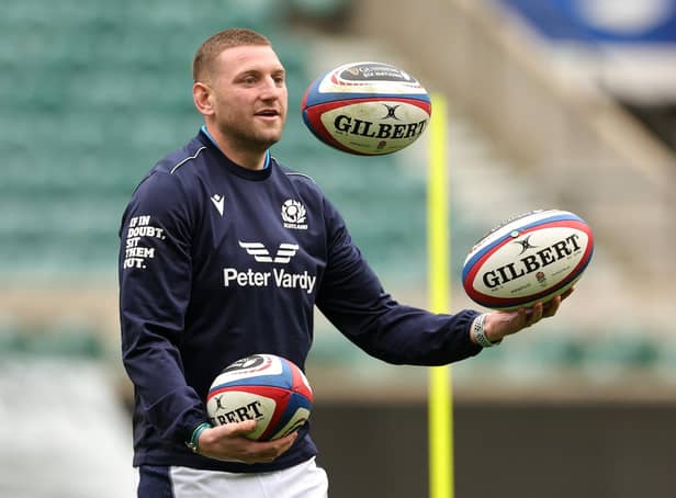 <p>Finn Russell shows his juggling prowess as Scotland train at Twickenham ahead of the Calcutta Cup match. (Photo by David Rogers/Getty Images)</p>