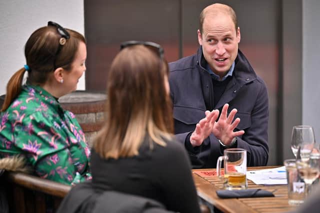 Prince William with some frontline workers watching Scottish Cup Final at a bar in Edinburgh picture: Jeff J Mitchell/Getty Images
