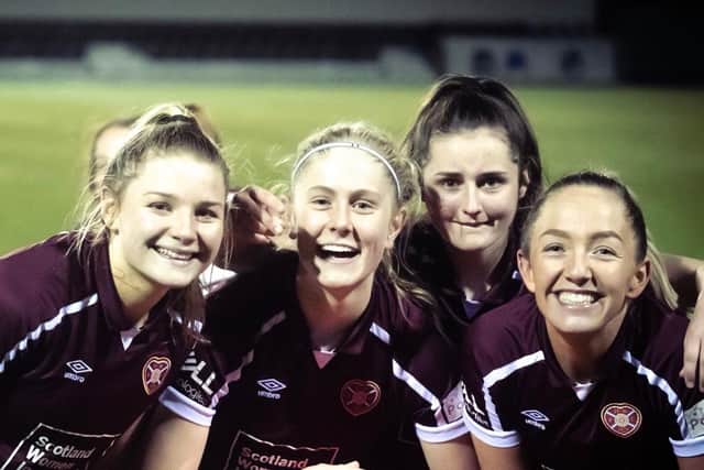 Hearts celebrated reaching the semi-final at the Oriam. (Picture: Twitter)