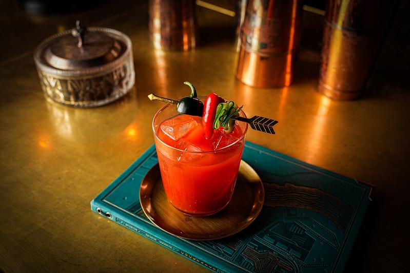 A deeply smoky umami-bomb Bloody Mary. Peat-smoked tomato juice lending a hint of the bonfire.