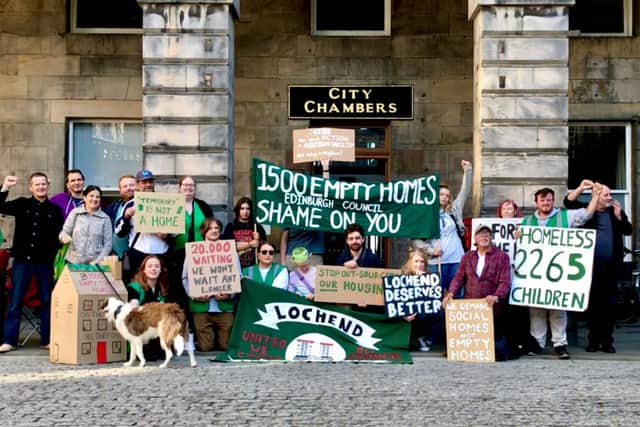 Living Rent members protested outside the City Chambers today. Matthew Kirk of Living Rent said: “Currently there is about 1500 empty council homes in Edinburgh, that equates to roughly one in 14 of the council’s housing stock is lying empty."
