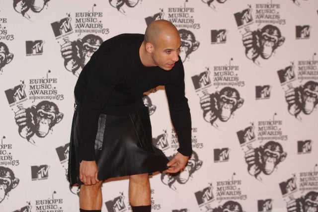 In true Scottish fashion, the Fast and Furious actor dressed for the event in a black leather kilt.