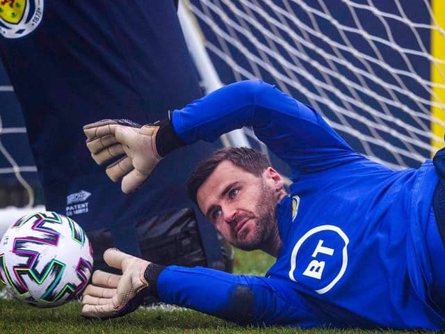 David Marshall in training ahead of Scotland's play-off final against Serbia (Photo by Craig Williamson / SNS Group)
