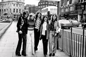 Here you can see The New Seekers on the West End of Princes Street, by a sign that points in the direction of the Usher Hall, where the Eurovision song contest took place. The New Seekers were the UK entry in 1972.