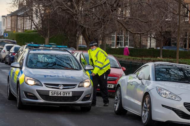Police car seen in the Portobello area of Edinburgh during searches (Photo: Andrew O'Brien).