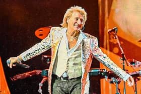 Rod Stewart performing at Edinburgh Castle on July 6, 2023.
