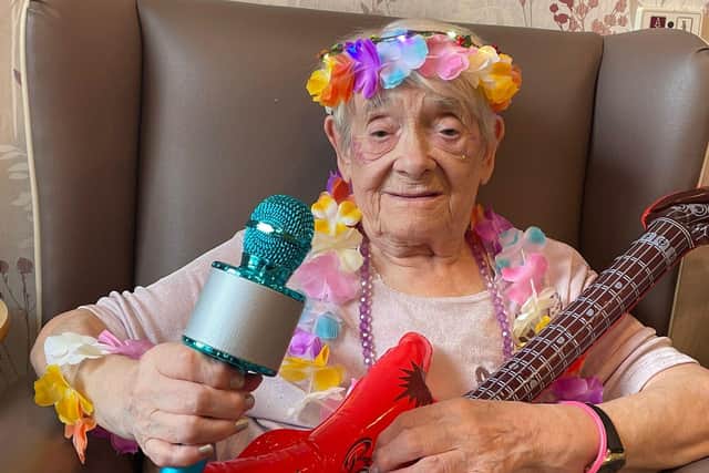 Norma Liston, 90, who enjoyed having a sing and a dance during Music Festival Week at her Edinburgh care home.