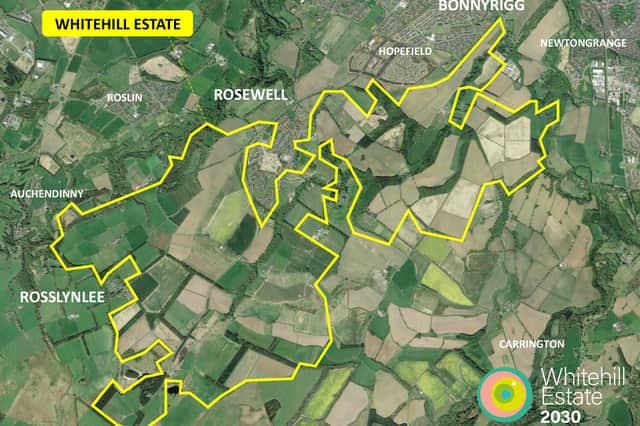 A map showing the boundaries of the Whitehill Estate