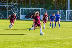 Hearts in action against Spartans. Picture: David Mollison