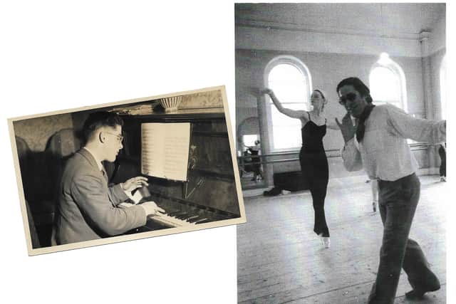 Mowat-Thomson in his dance studio and in the early days of his career