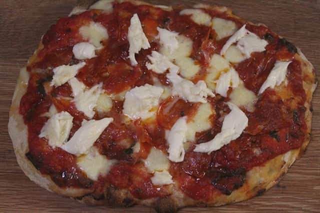 Eusebi's Calabrian Pizza with a light, crispy sourdough base