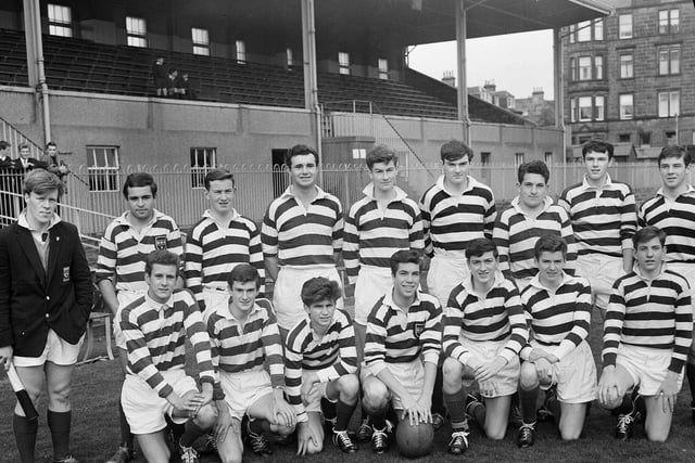 The George Heriot's School Rugby 1st team in October 1963.