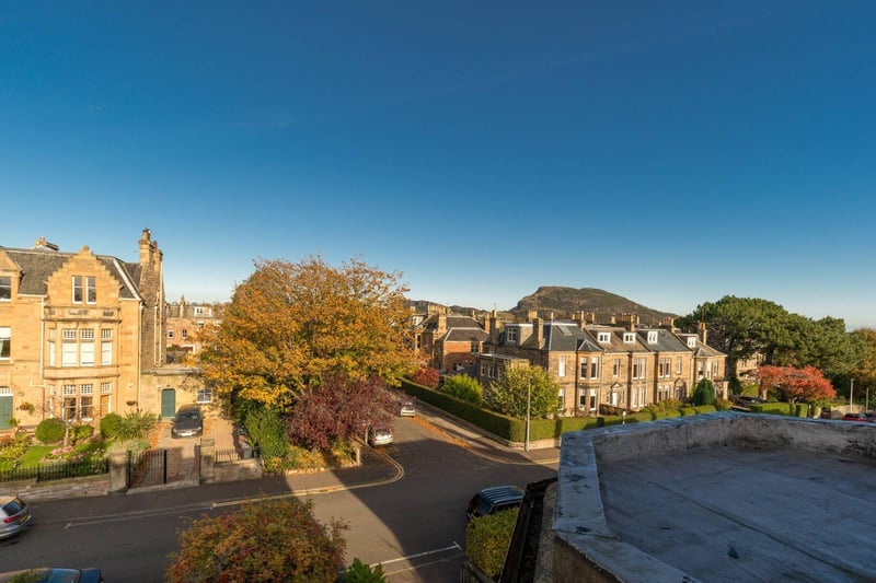 On the attic level, there are two further double bedrooms, one with views towards Arthur Seat.