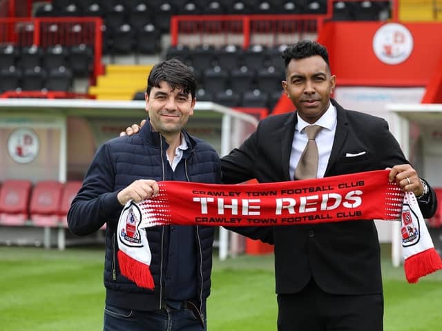 The new Crawley management duo Dan Micciche and Kevin Betsy were unveiled this summer. Picture: Crawley Town/James Boardman