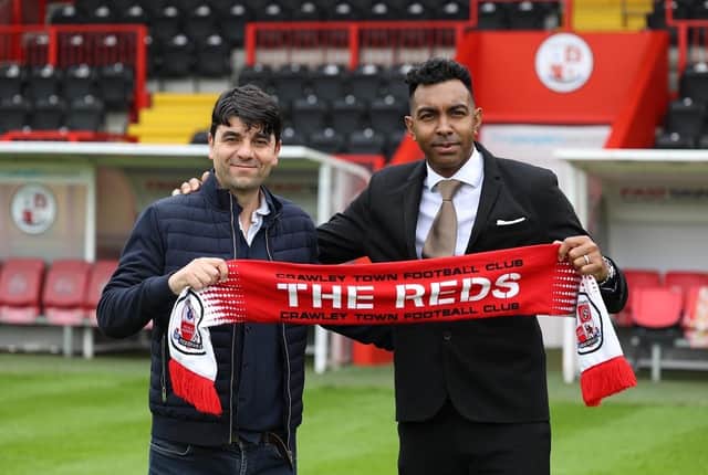 The new Crawley management duo Dan Micciche and Kevin Betsy were unveiled this summer. Picture: Crawley Town/James Boardman